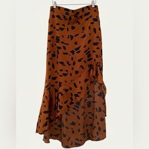 NWOT Leopard Ruffle Maxi Skirt